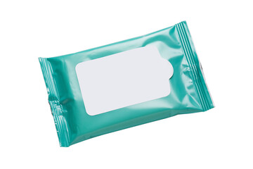 Disposable wet wipes package, blank mock up, hand cleaning wet napkins