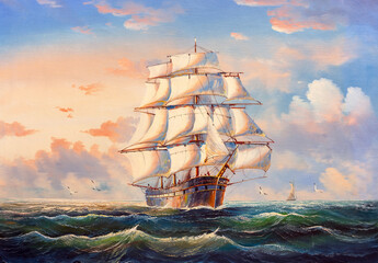 Oil Painting - Sailing Boat