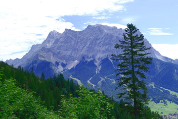 zugspitze seen from the west, leermoos, tirol, austria