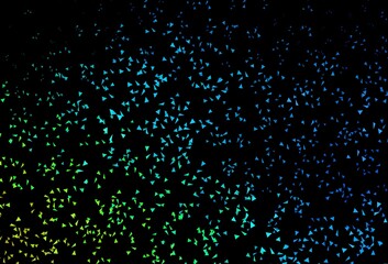 Dark Blue, Green vector backdrop with lines, triangles.