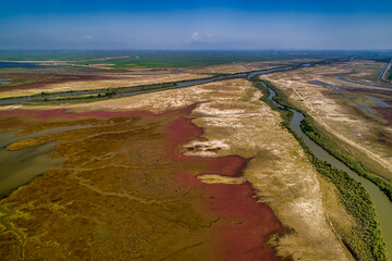 Aerial View of delta of the river Axios, in northern Greece