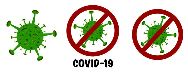 Coronavirus icon set. Covid 19. Virus stop sign. 