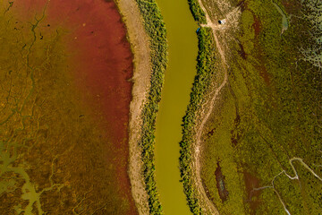 Aerial View of delta of the river Axios, in northern Greece