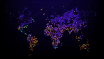Deurstickers Halftone texture world map. World abstract illustration © Vika art