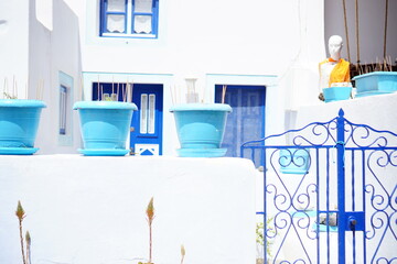 The beautiful house gate in Santorini island Greece, Europe