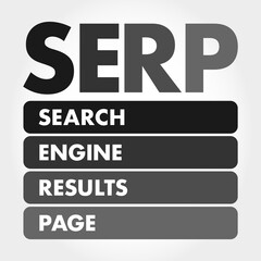 SERP - Search Engine Results Page acronym, business concept background