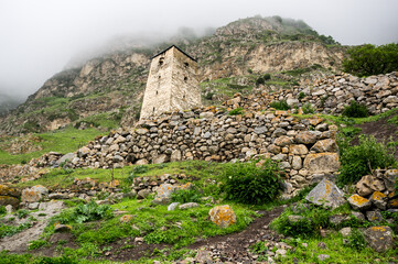 The village Upper Balkaria in the Caucasus mountains in Russia