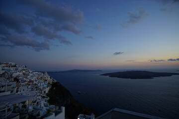 beautiful sunset landscape in santorini island, Greece, Europe