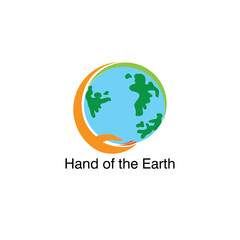 logo hand holding earth color illustration. vector template design