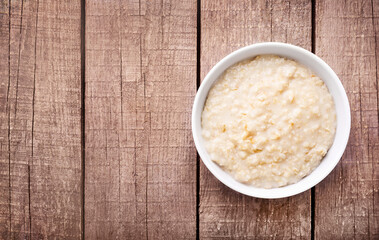 Healthy homemade oats porridge for breakfast