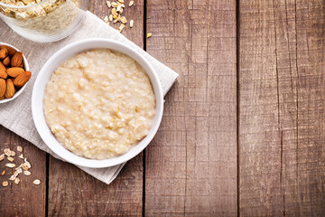 Healthy homemade oats porridge for breakfast