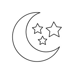 half moon and stars icon, line style