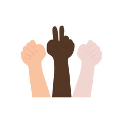 icon of hands with protesting gestures, flat style
