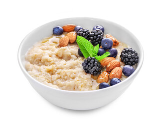 Healthy homemade oatmeal with berries for breakfast