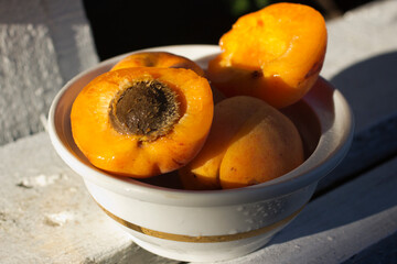 fresh apricots in a bowl