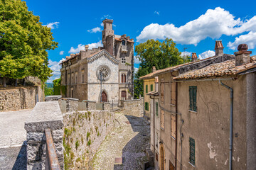 Collalto Sabino, beautiful village overlooked by a medieval castle. Province of Rieti, Lazio, Italy.