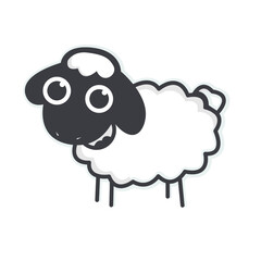 Cute Sheep Emoji Flat Vector Design