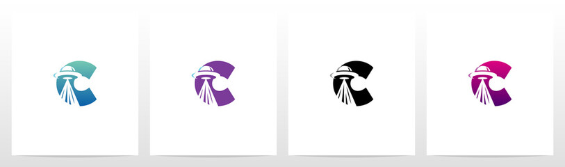 Flying Saucer On Letter Logo Design C