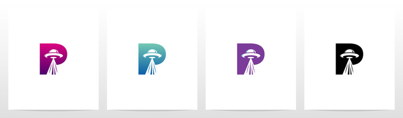 Flying Saucer On Letter Logo Design P