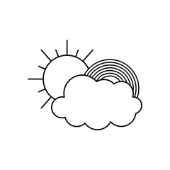 cloud, sun and rainbow icon, line style