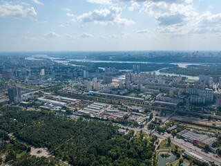 Aerial drone view. Kiev cityscape.