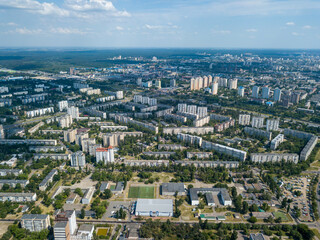 Aerial drone view. Kiev cityscape.