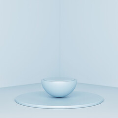 Mock up Podium for display products, blue background, 3d render, 3d illustration
