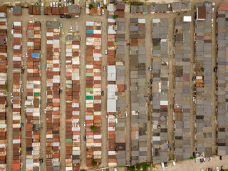 Aerila drone view. Garages in Kiev.