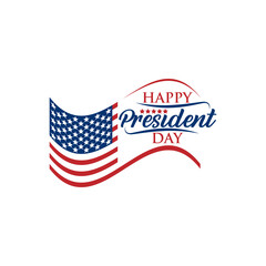 Happy Presidents Day with stars and ribbon. Vector illustration Hand drawn text lettering for Presidents day in USA. Script. Calligraphic design for print greetings card, sale banner, poster. Colorful