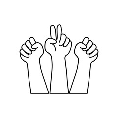 Obraz premium icon of hands with protesting gestures, line style