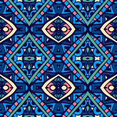 Blue seamless pattern tiles in doodle handdrawn zenart style