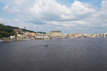 View of the right bank of Kiev, river station and Dnieper