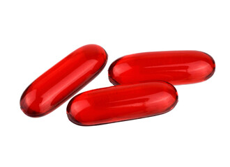 Essential Oil Medicinal Capsules Isolated on White Background.