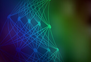 Dark Blue, Green vector background with forms of artificial intelligence.