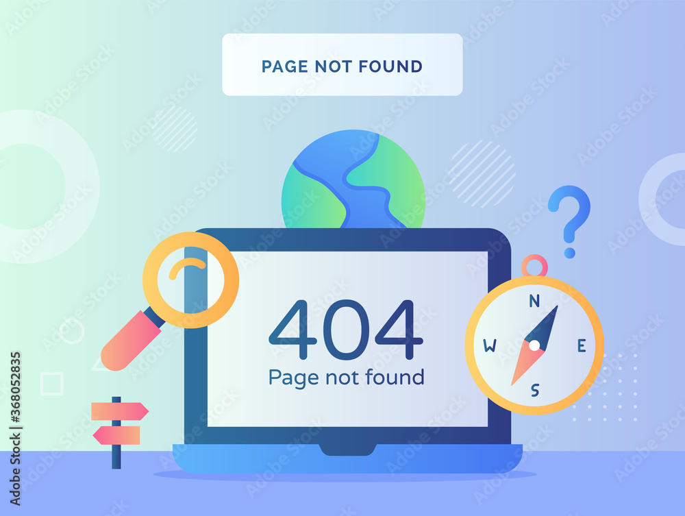 Aufkleber page not found concept with monitor and laptop computer sign with icon style modern flat style