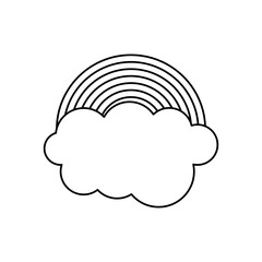 rainbow cloud icon, line style