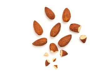 Almonds isolated on white background