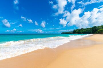 White sand tropical beach blue sky with cloud