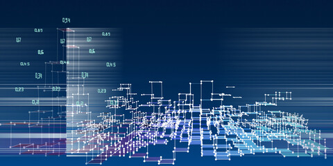  Abstract analysis infographics background with blurred lines. 3d diagram analysis algorithms. City network concept. Data chart.  Big data.
