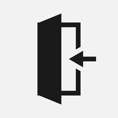 Entrance black and white vector icon.