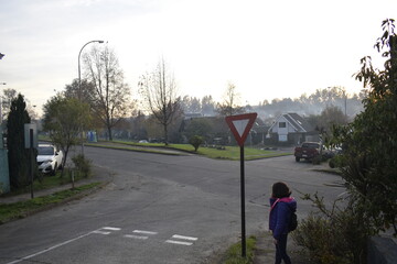 Persona paseando por calles vacías