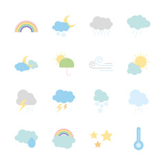 Obraz premium icon set of rainbow and weatherflat style
