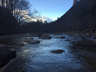 mountain river in winter