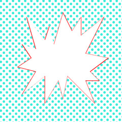 vector illustration of an explosion in cartoon style on a raster of blue dots. Vector bomb for comics.