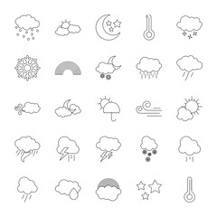 icon set of stars and weather, line style