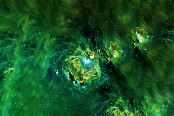 Fototapeta na wymiar A beautiful green galaxy in deep space. Elements of this image were furnished by NASA.