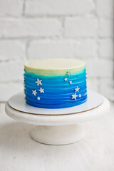 Blue smash cake with stars
