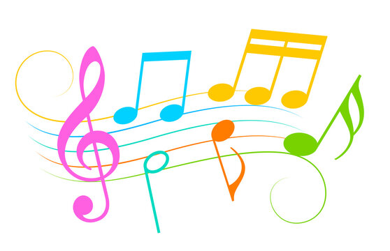Colorful music notes and melody icon