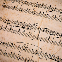 Old messy music sheet, abstract background