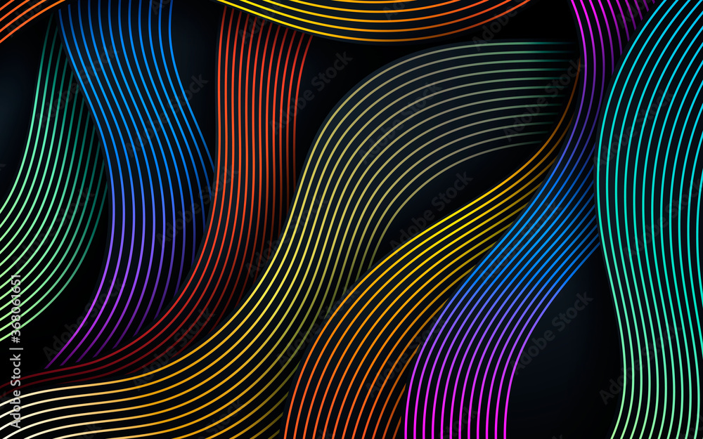 Aufkleber colorful wavy lines background. dynamic textured element. modern gradient light vector illustration.